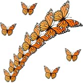 Monarch Butterfly Decorations, 3D Halloween Butterfly Wall Decal Decor 3 Sizes Orange Fake Butterflies Day of the Dead Artificial Butterfly for Craft Dia De Los Muertos Decorations Home Wedding, 12Pcs