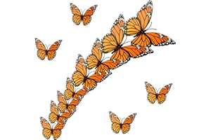 RESPLEIEJ Monarch Butterfly Decorations, 3D Halloween Butterfly Wall Decor, 12Pcs Orange Fake Butterflies, Artificial Butterflies Crafts for The Dead Day, Bedroom, Home, Wedding, Party, Halloween Decor