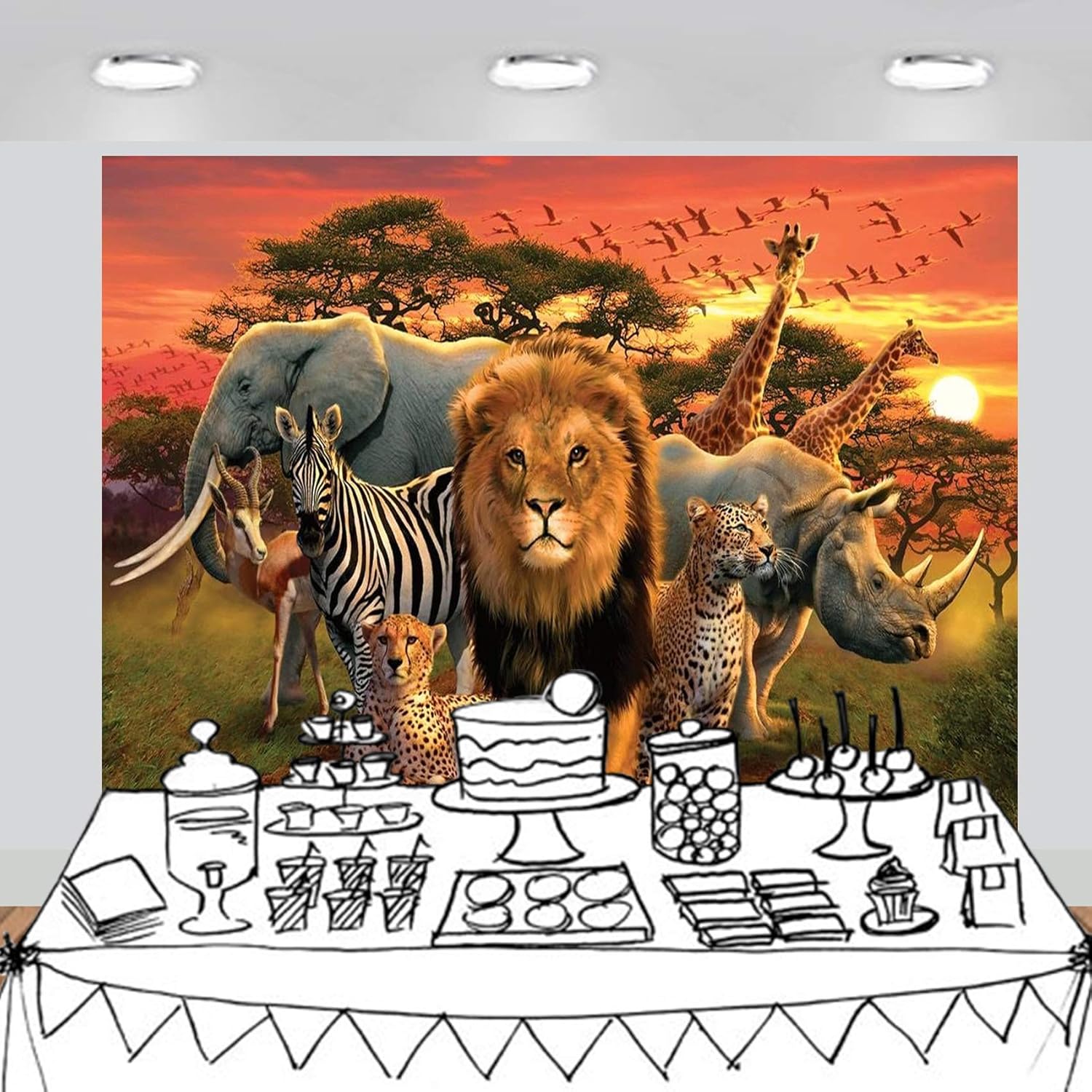 Tropical African Forest Jungle Safari Scenic Backdrop Large Banner Photography Studio Fabric Background Photobooth Prop 7x6feet #2194 - Image 5