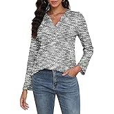 COCOMARTS Womens Waffle Knit V Neck Tops Long Sleeve Henley Shirts Casual Blouses Fall Winter Outfits 2025 Trendy Clothes