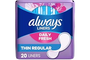 Always, Thin Daily Liners For Women, Regular Length, 20 Count