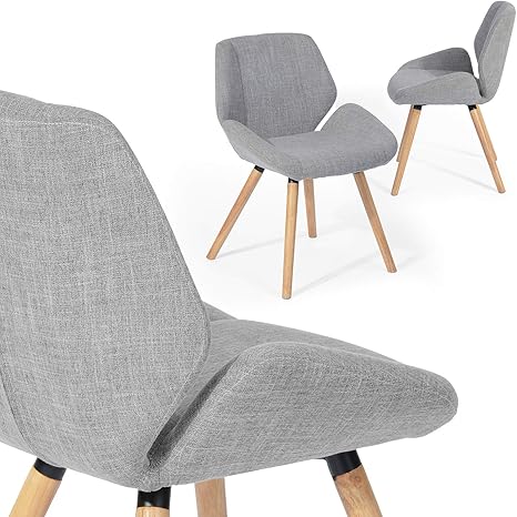furniturer juego de 2 sillas asombrosas para la silla de la sala de estar y el comedor con patas de madera y respaldo y asiento de tela silla de