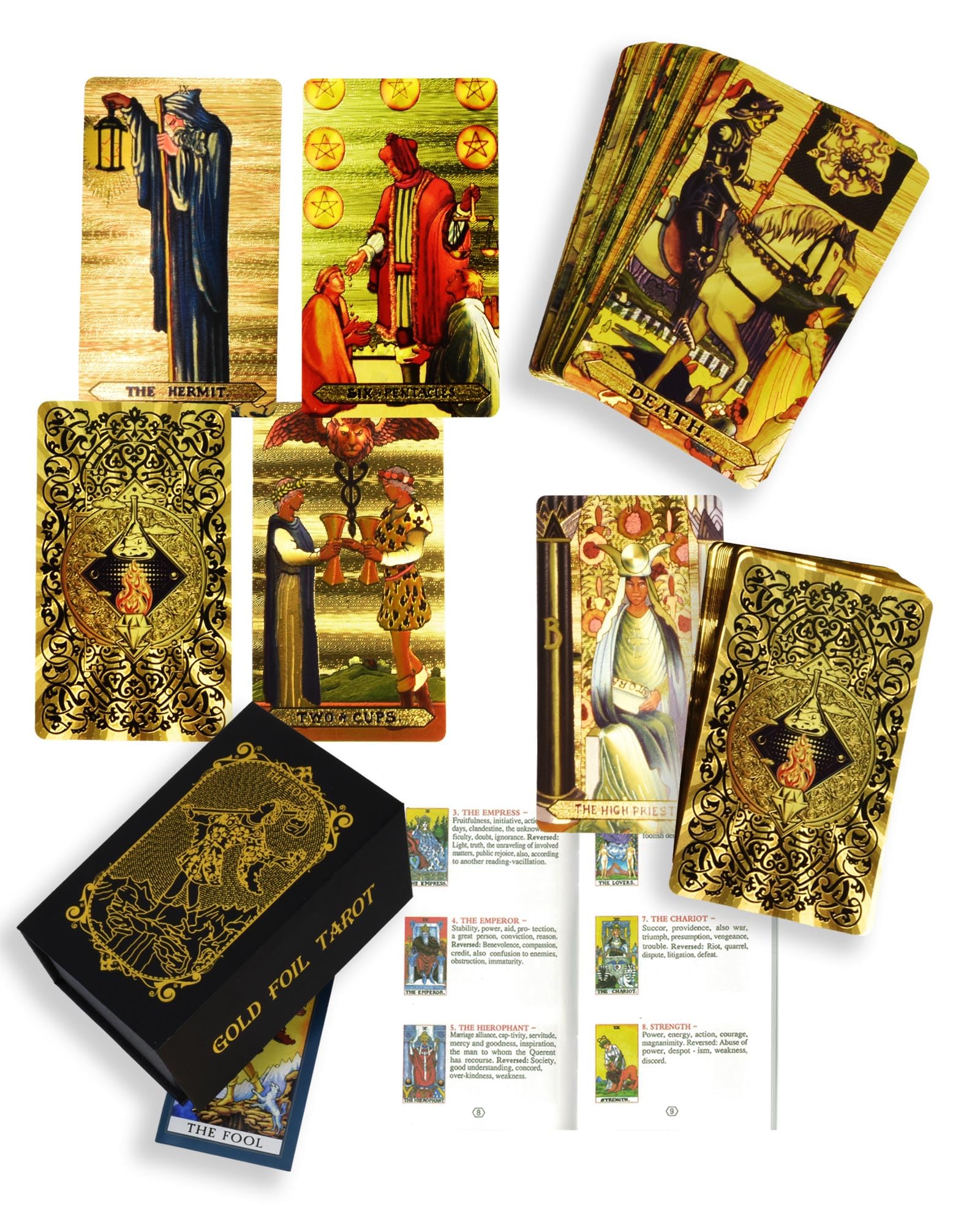 YIMINGOUFEI Gold Foil Tarot Deck, 78 Cards, with Guide, PVC Waterproof Design, Medieval Style — image 1