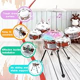 m zimoon Kids Drum Kit Jazz 5 Drums Stool Pedal Cymbal Lights Toys Gift view 2