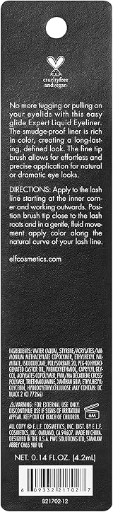 e.l.f. Expert Liquid Liner Jet Black Smudge-proof Long-lasting Precision Brush view 4