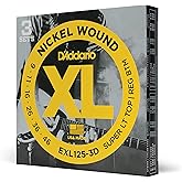 D'Addario EXL125-3D Nickel Wound Electric Guitar Strings, Super Light Top/Regular Bottom, 9-46, 3 Sets