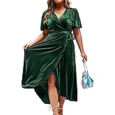 BerryGo Women's Velvet V Neck Wrap Semi Formal Dress Cocktail Party Maxi Dress for Wedding Guest