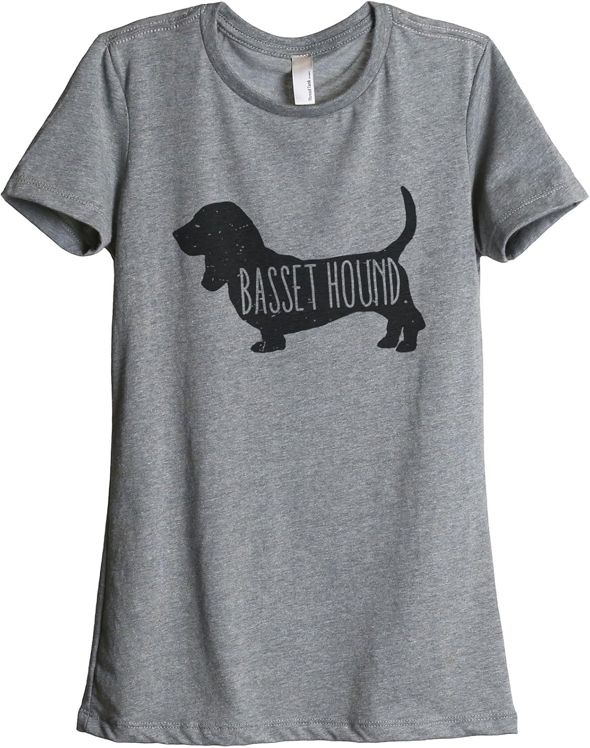 Basset Hound Dog Silhouette Women's Relaxed TShirt Tee Heather Grey at