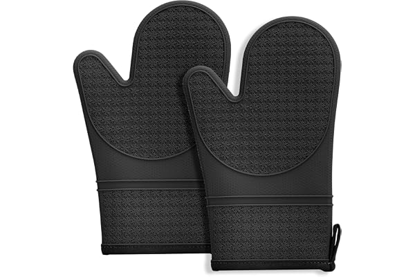Hovico Silicone Oven Mitts, Heat Resistant 500F Kitchen Mitts 2PCS, 11.6" BPA-Free Soft Baking Gloves, Non-Slip Grip Oven Glo