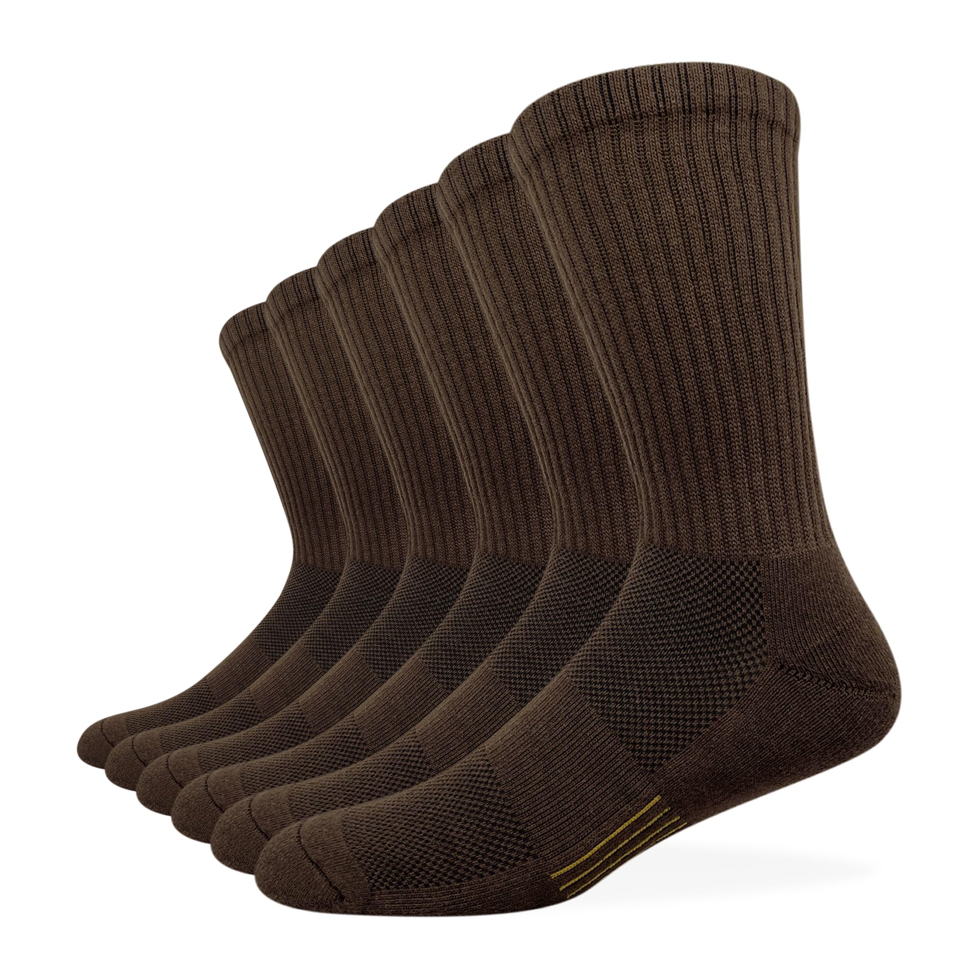 Photo 1 of HaloYIYI Men's Moisture Control Cushioned Crew Socks with Arch Compression for Athletic, 6 Pairs (as1, numeric, numeric_8, numeric_13, regular, regular, 6 Brown)