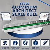 Stylo 30cm Aluminum Architect Scale Ruler Metric Color Coded Grooves view 3