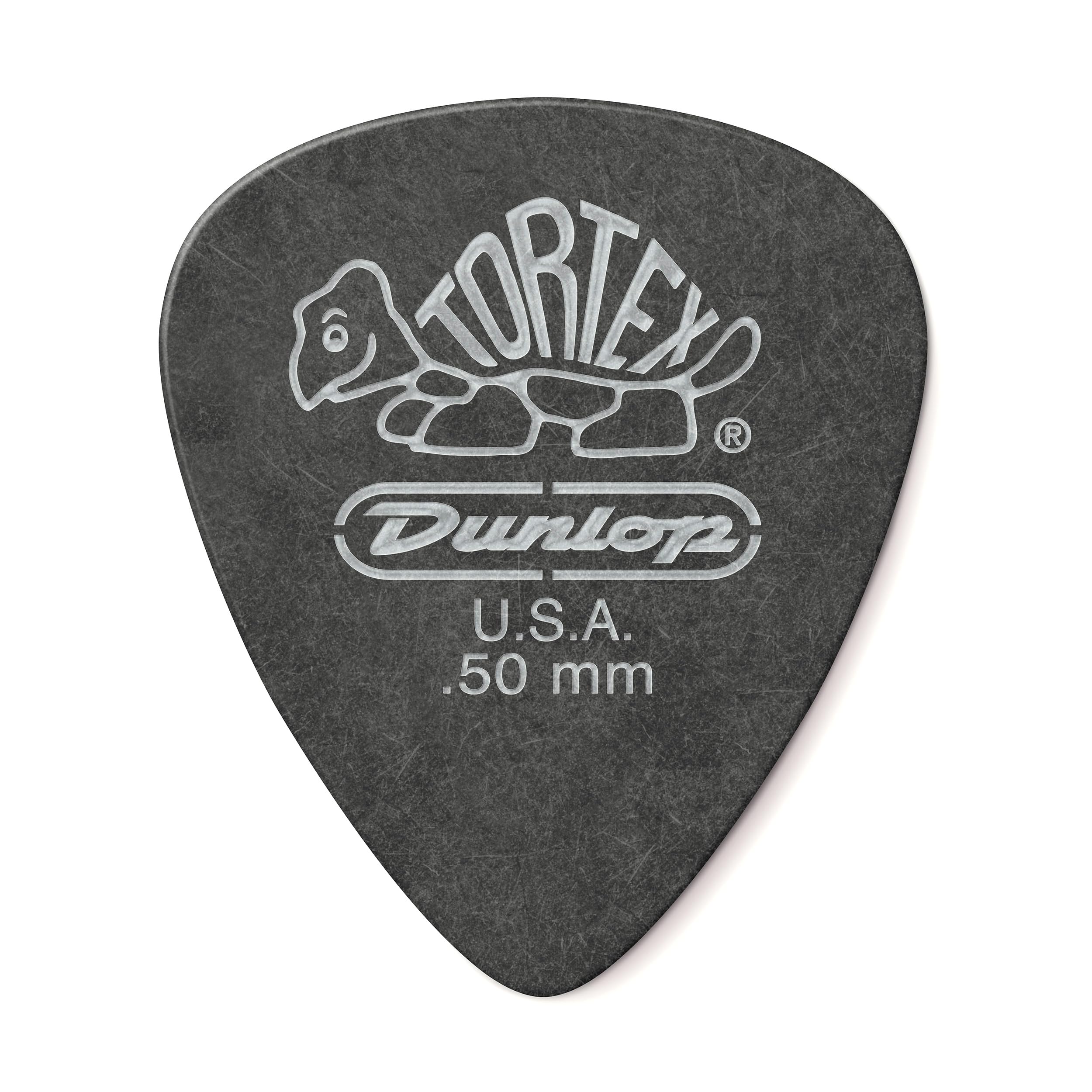 Jim Dunlop 488R50 .50mm Tortex Pitch Black Guitar Picks, 72-Pack
