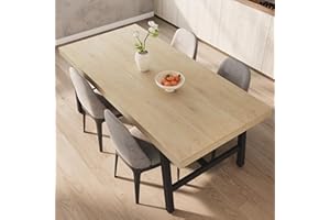 71 Inch Large Dining Table for 6-8 Person, Farmhouse Industrial Rectangle Wooden Kitchen Tables with Heavy-Duty Metal Frame, 