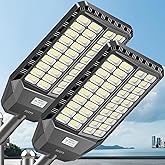 Deepn 9000W Solar Street Light, Bright LED Security Solar Flood Light with Motion Sensor & Dusk to Dawn, IP67 Waterproof Commercial Lights Outdoor for Outside, Parking Lot, Street, Yard, 2 Pack