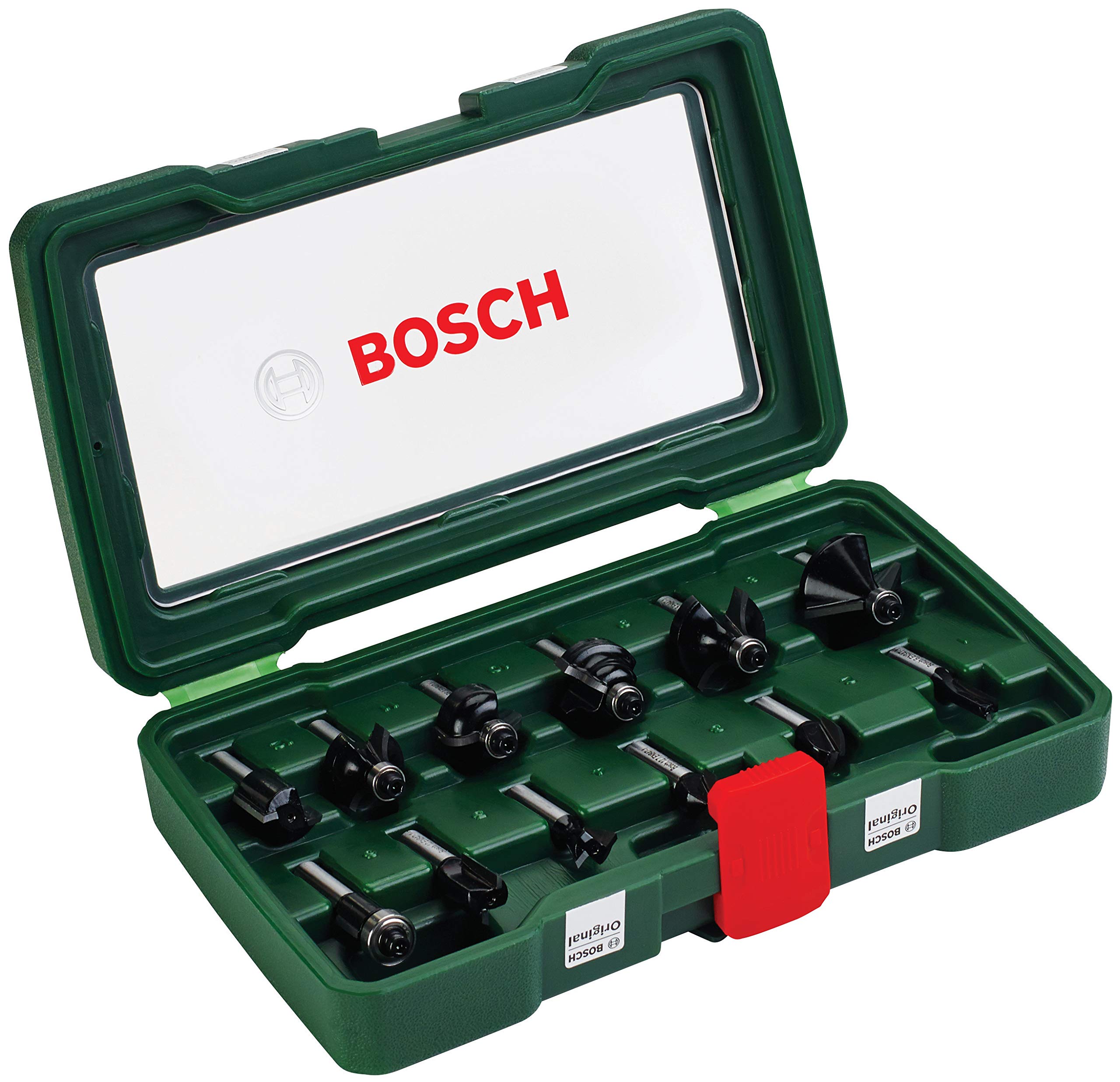 Bosch 12-Piece Tungsten Carbide Router Bit Set (for Wood, Shank Ø 8 mm, Accessory Routers)