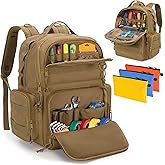 Rexmica Tool Bag Backpack with 3 Pouches, Heavy-Duty Tool Storage Organizer with Padded Shoulder & Waist Support for Men Wome