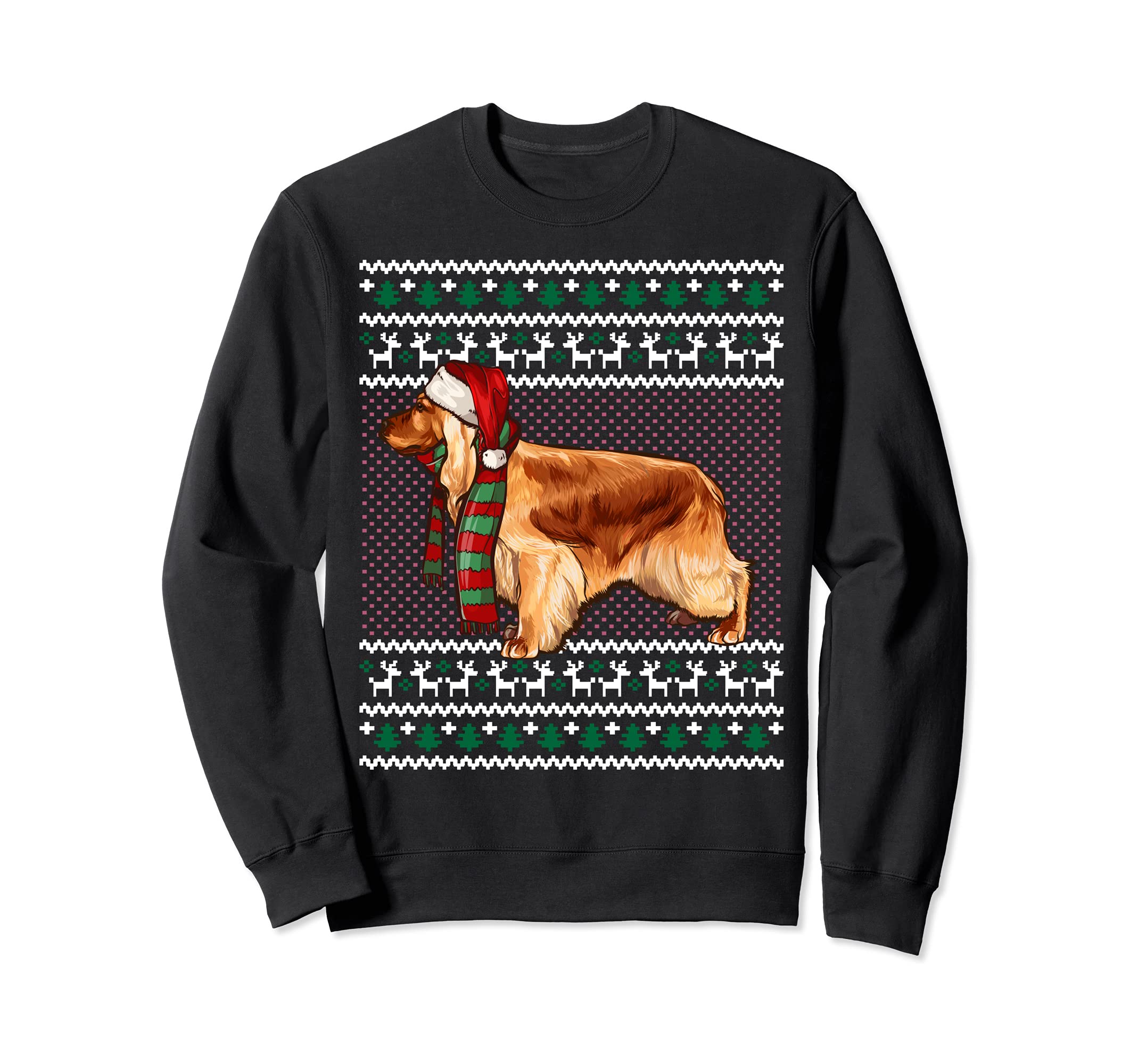 Xmas English Cocker Spaniel Dog Santa Hat Ugly Christmas Sweatshirt