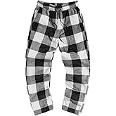 Verdusa Men's Flannel Buffalo Plaid Pajama Pants Fuzzy Pj Pants with Pockets
