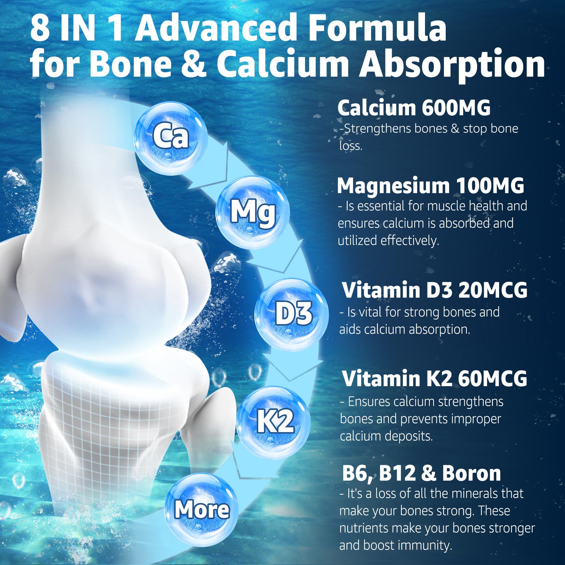 Calcium Gummies 600mg - Calcium Supplement for Women, Ocean Algae Calcium | Vitamin D3, K2, Magnesium | for Bone Strength, Muscle & Immnue | Sustainably Sourced Algae Calcium, 70+ Mineral, Vegan,2PACK