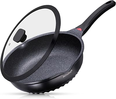 INTIGNIS 28 cm Deep Frying Pan with Lid Induction Non-Stick GREBLON Coating