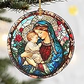 Christmas Ornaments, Dodosky 2.8in Ceramic Virgin Mary Ornament, Xmas Decor, Christmas Tree Ornaments, Xmas Decorations for Tree, Holiday Ornament, Gift Ideas, Christian Gifts, Religious Gifts