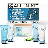 H2O Therapy Hotel Soaps & Toiletries Bulk Set | 1-Shoppe Amenities Kit | 0.85oz Shampoo & Conditioner, Body Wash, Lotion, 1oz Bar Soap | Travel Size | 300 Pieces