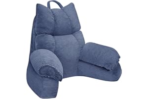 RRPAHWTV Back Pillow for Bed Sitting up,Reading Pillow with Memory Foam for Adult Backrest,Back Pillow with arms for Watching TV/Reading/Gaming/Resting in Bed, Couch or Floor (Blue, Standard)