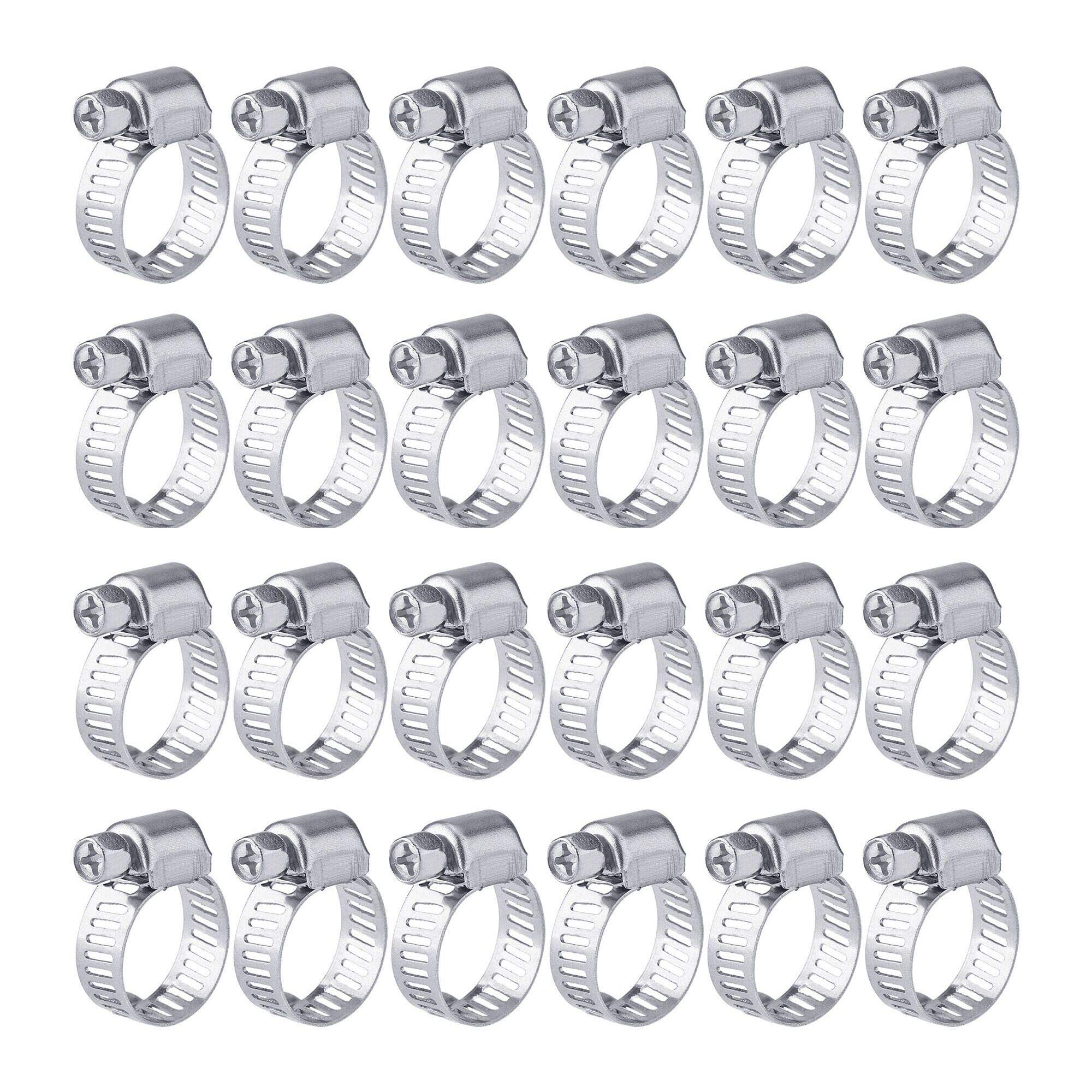 Hose Clamp 24pcs Adjustable Jubilee Clip 13-19mm Pipe Tube Clamps Stainless Steel Worm Drive Clips for Household Securing Cable Fuel Lines