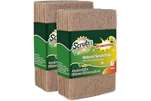 SCRUBIT Natural Scouring Pads (12 Pack) - Eco Friendly Scrubbing Pads for Kitchen Cleaning, Dishes, and Pots - Non-Scratch Kitchen Scrubbers - 100% Natural Sisal Fibers