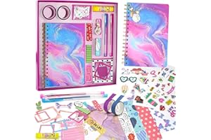 Ambesi DIY Journal Set for Girls, Create Your Own Scrapbook Kit, Diary Art and Crafts Supplies for Ages 7 8 9 10 11 12 13 Year Old Girls, Creative Journaling for Kids, Gifts for Children Girls