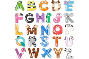 JOYIN Magnetic Letters, Animal Alphabet Fridge Magnets for Toddlers 3 4 5 Years Old, 26 Uppercase Refrigerator Magnets, Large Size ABC Educational Spelling Learning Toys for Kids