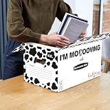 Bankers Box 10 Strong Moving Boxes 43L Large 51x29x29cm with Handles Cow Print view 3