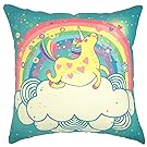 YOUR SMILE Unicorn Rainbow Cotton Linen Square Decorative Throw Pillow Case Cushion Cover 18x18 Inch(44CM44CM) (Color#213)