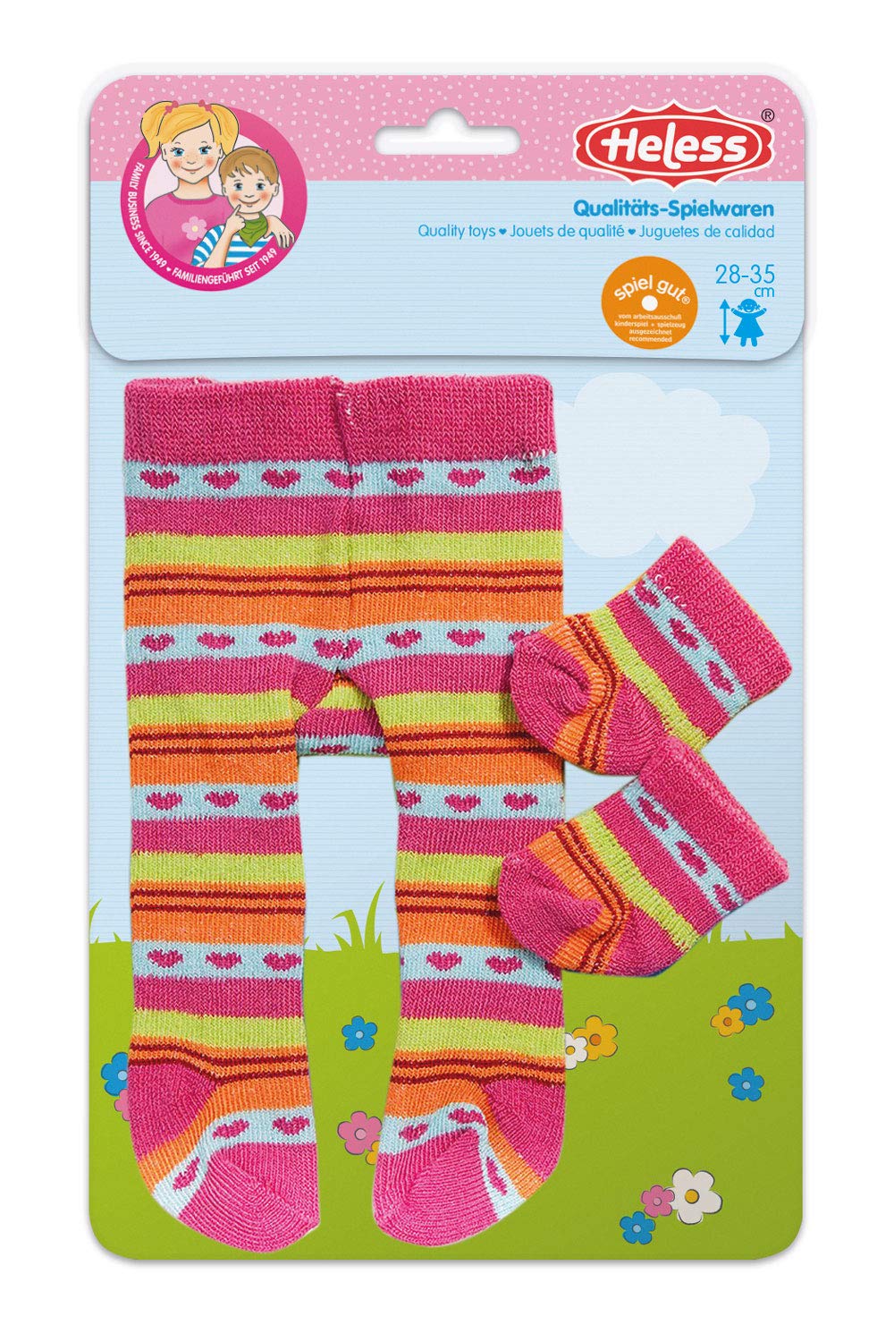 Heless 760 – Tights with Socks for Dolls, and Patterns, Assorted, Size 28 – 35 cm