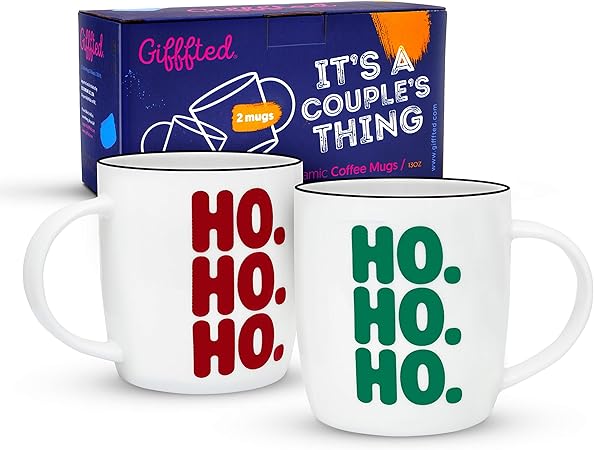 Idee Regalo Natale Per Genitori.Gifffted Santa Coppia Tazze Da Caffe Ho Ho Ho Idee Regali Anniversario Di Matrimonio Donna Regalo Divertente Per Gli Sposi Valentino Natale Genitori 380 Ml Tazza Amazon It Casa E Cucina