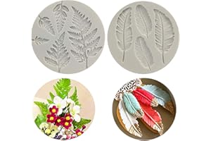 MLOLM Leaf Fondant Mold,Feather Silicone Fondant Mold,Fern Fondant Leaves Silicone Mold Chocolate Baking Mold Tool for Cake Decorating Polymer Clay, Wax, DIY Sugar Crafts
