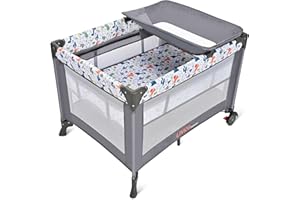 LIVINGbasics Portable Baby Playard and Changing Table, Foldable Playard Suitable for Home/Travel/Outdoor