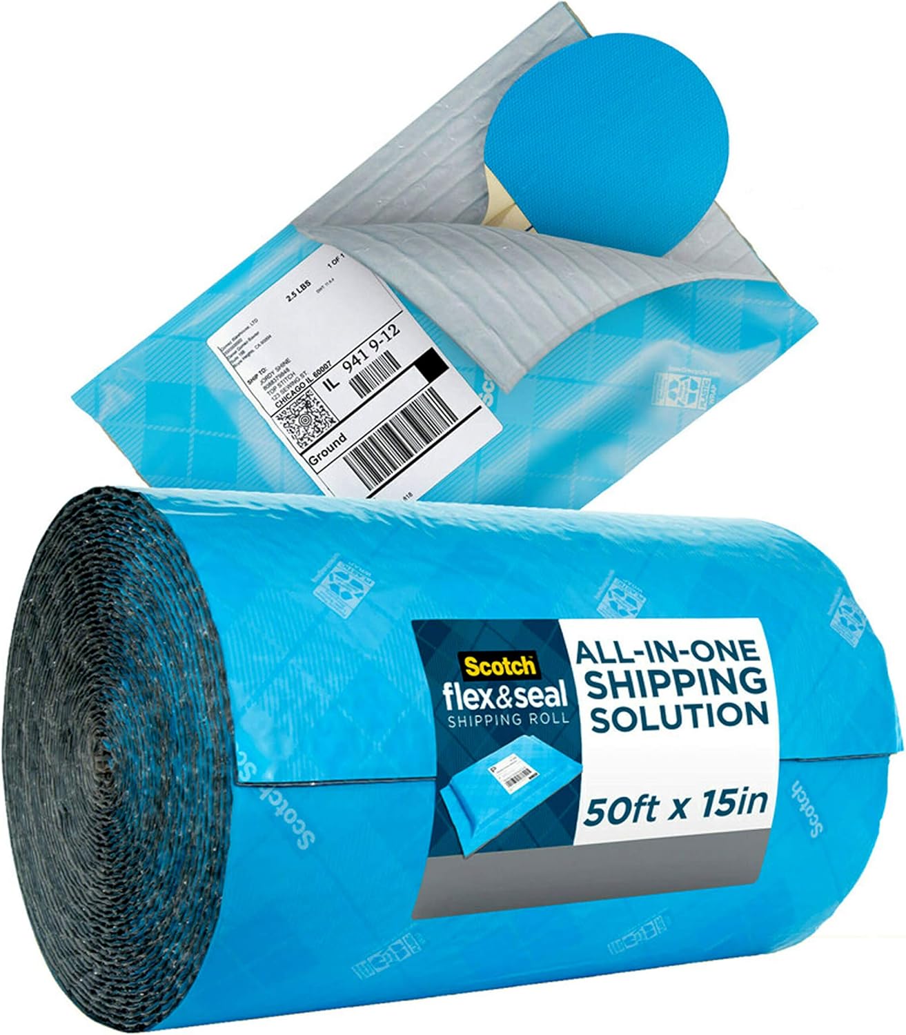 Scotch Flex and Seal Shipping Roll 50 ft x 15 in, Eliminates Time, Supplies, Waste & Space vs. Boxes, Easy Packaging Alternative to Poly Mailers : Office Products