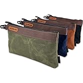 WELKINLAND Heavy-Duty Canvas Tool Pouch - 4PCS, 12" Waxed Canvas Zipper Tool Pouch