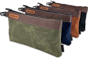 WELKINLAND Heavy-Duty Canvas Tool pouch, 4PCS Tool pouches, 12" Tool pouch, Waxed Canvas zipper tool pouch, Canvas socket bag, Canvas tool bag zipper, Tool pouch bag, Zipper tool pouch