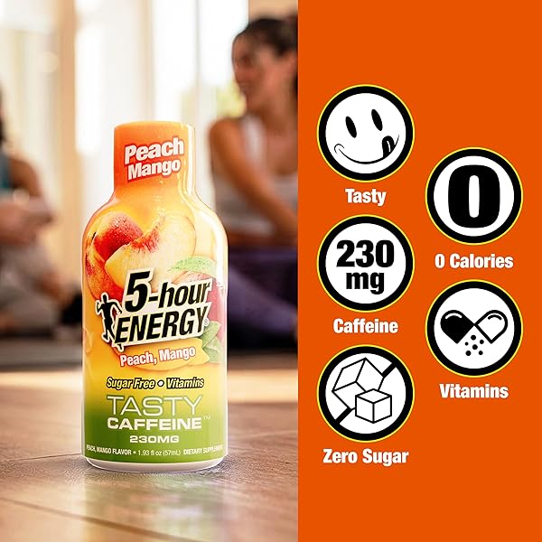 5-HOUR ENERGY PEACH MANGO FLAVOR, 30 COUNT, 1.93 FL OZ ENERGY SHOT, EXTRA STRENGTH, AMINO ACIDS, B VITAMINS, SUGAR FREE AND ZERO CALORIES
