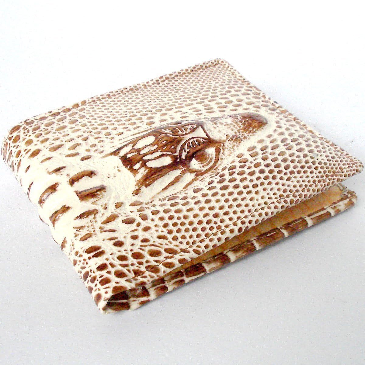 "Best Seller" BEAUTIFUL CROCODILE PATTERN BI FOLD WALLET IN WHITE AND CREAM COLOR