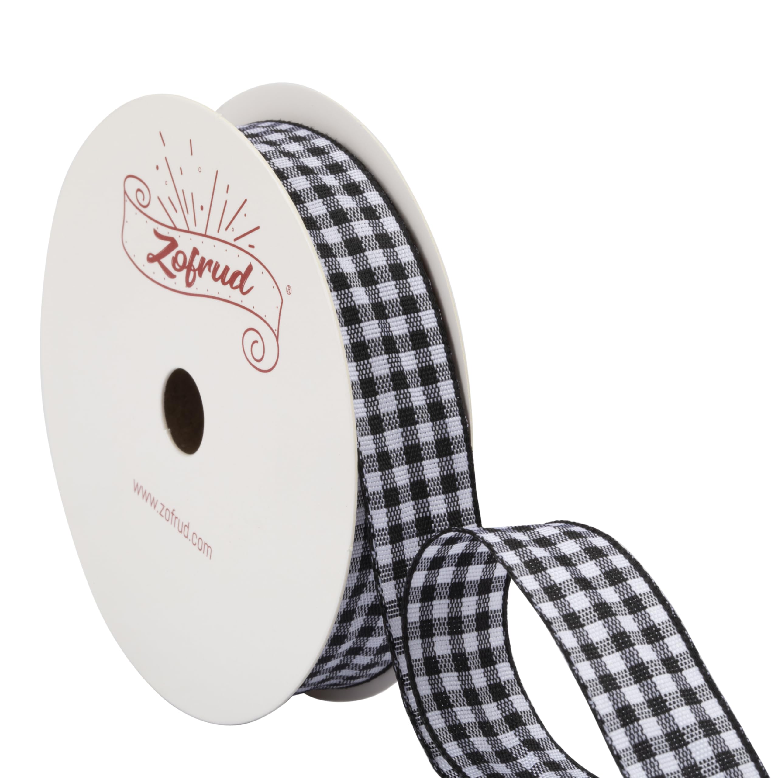 Zofrud Black Gingham Ribbon Checkered Plaid Ribbon - 16mm x 9 Meters - Ideal for Gift Wrapping, Baking Crafts, and Party Decorations