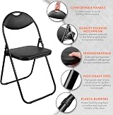 Nyxi Set of 2 Folding Chairs Padded Faux Leather Home Office Black view 3