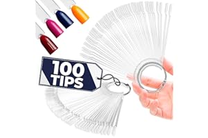NOVSIX 100Pcs Nail Swatch Templates for Acrylic Nails - Gel Nail Display Tips Nail Polish Swatch Templates Plastic Nail Tips Acrylic Nail Display Nail Tools - Nail Equipment Clear Nail Tips for Acrylic Nails