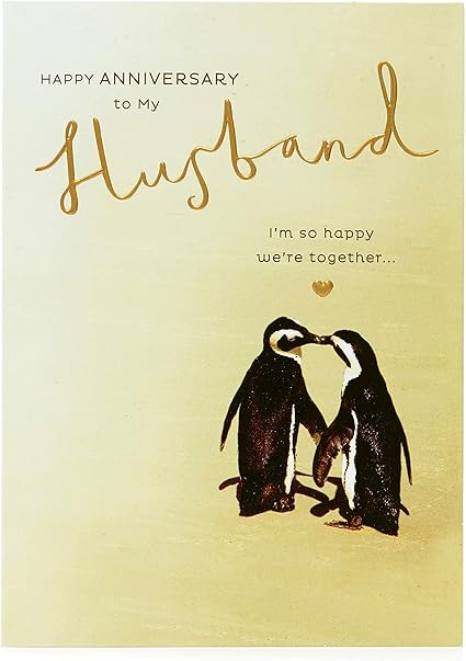Husband Anniversary Card Cute Penguin Anniversary Card For Husband Cute Anniversary Card For Him Husband Anniversary Gifts Gift Card For Him Amazon Co Uk Office Products