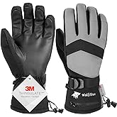 WOLFILIST Ski Gloves Waterproof Windproof - 3M Thinsulate Insulated Warm Snow Glove, Snowboard Gloves with Zipper Pocket, Touchscreen Winter Glove for Men Women