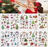 Aisszhao 10 Sheets Kids Christmas Temporary Tattoos Waterproof Xmas Cartoon Fun