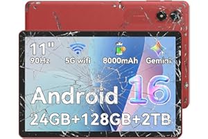 VekfulPC Android 16 Tablet 11 Inch, 24GB RAM (6+18 Expansion) + 128GB ROM (2TB TF Support), 90Hz IPS Display, 8000mAh Battery