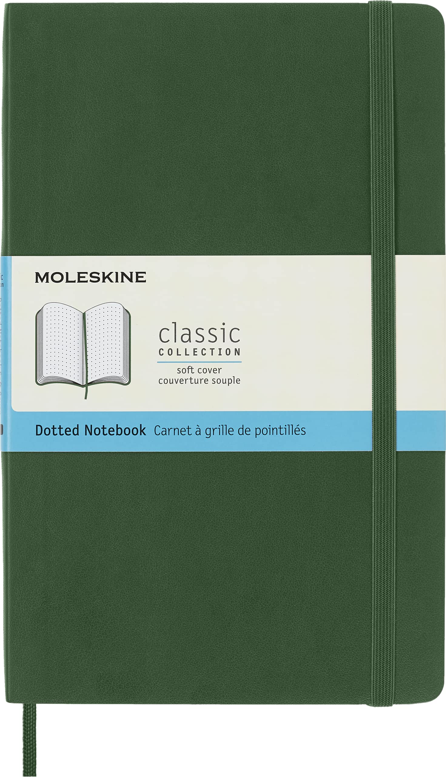 Moleskine Classic Notebook, Notebook With Dotted Pages, Soft Cover and Elastic Closure, Myrtle Green, Large, 13 x 21 cm, 192 Pages